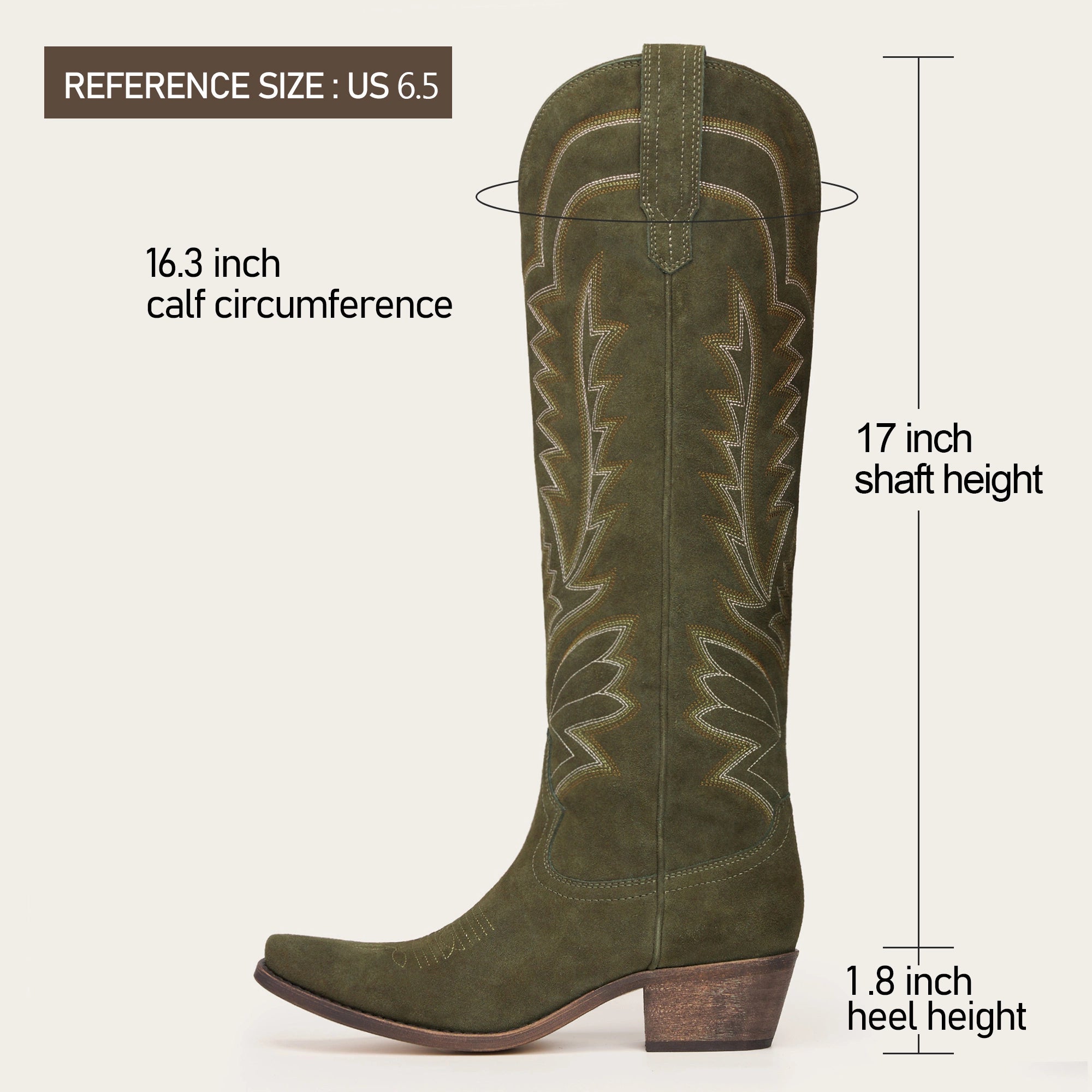 The Laurey - Olive Suede Embroidered Cowgirl Boots with Classic Western Flair