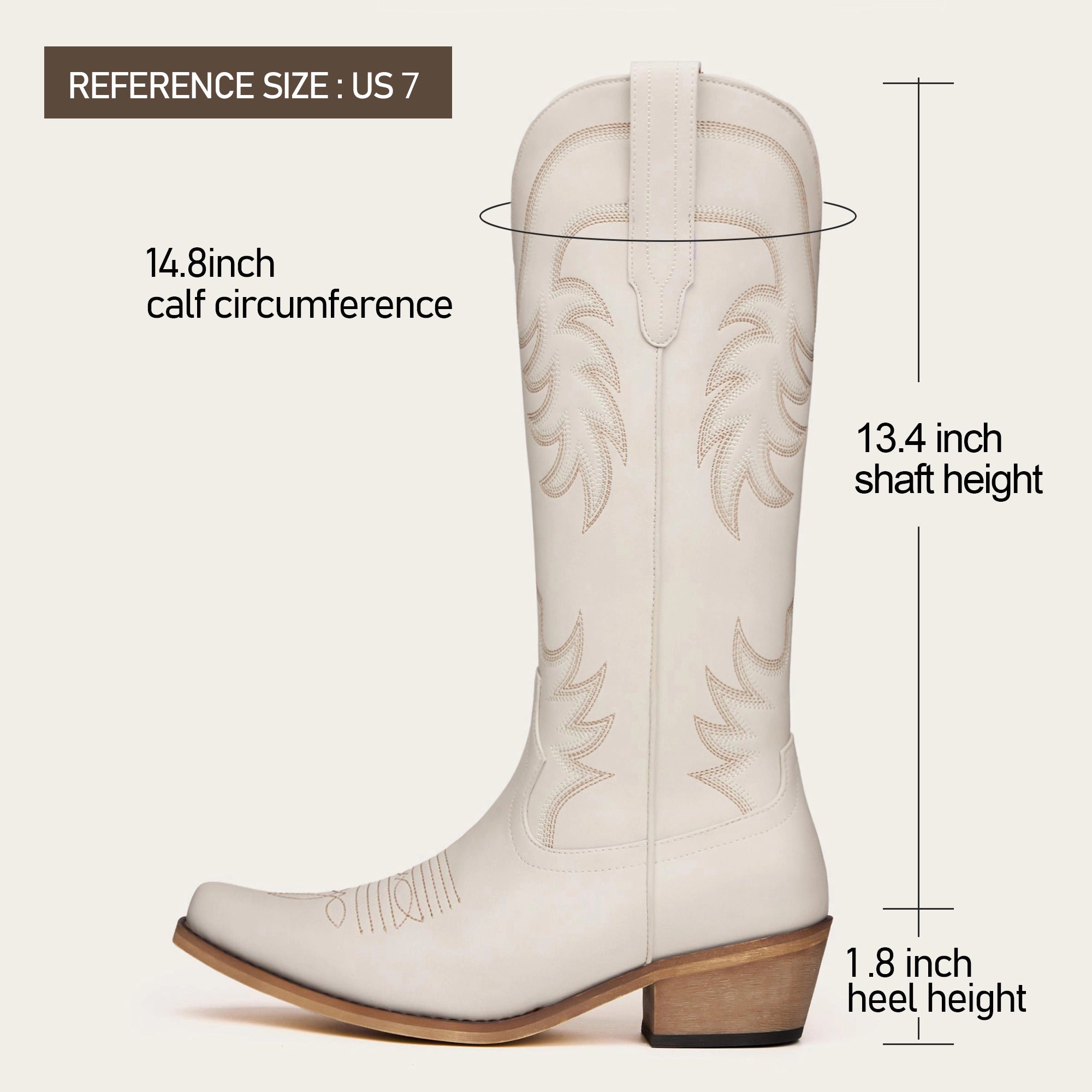 The Elizabeth - Cream Classic Snip Toe Slip-On Cowgirl Boots