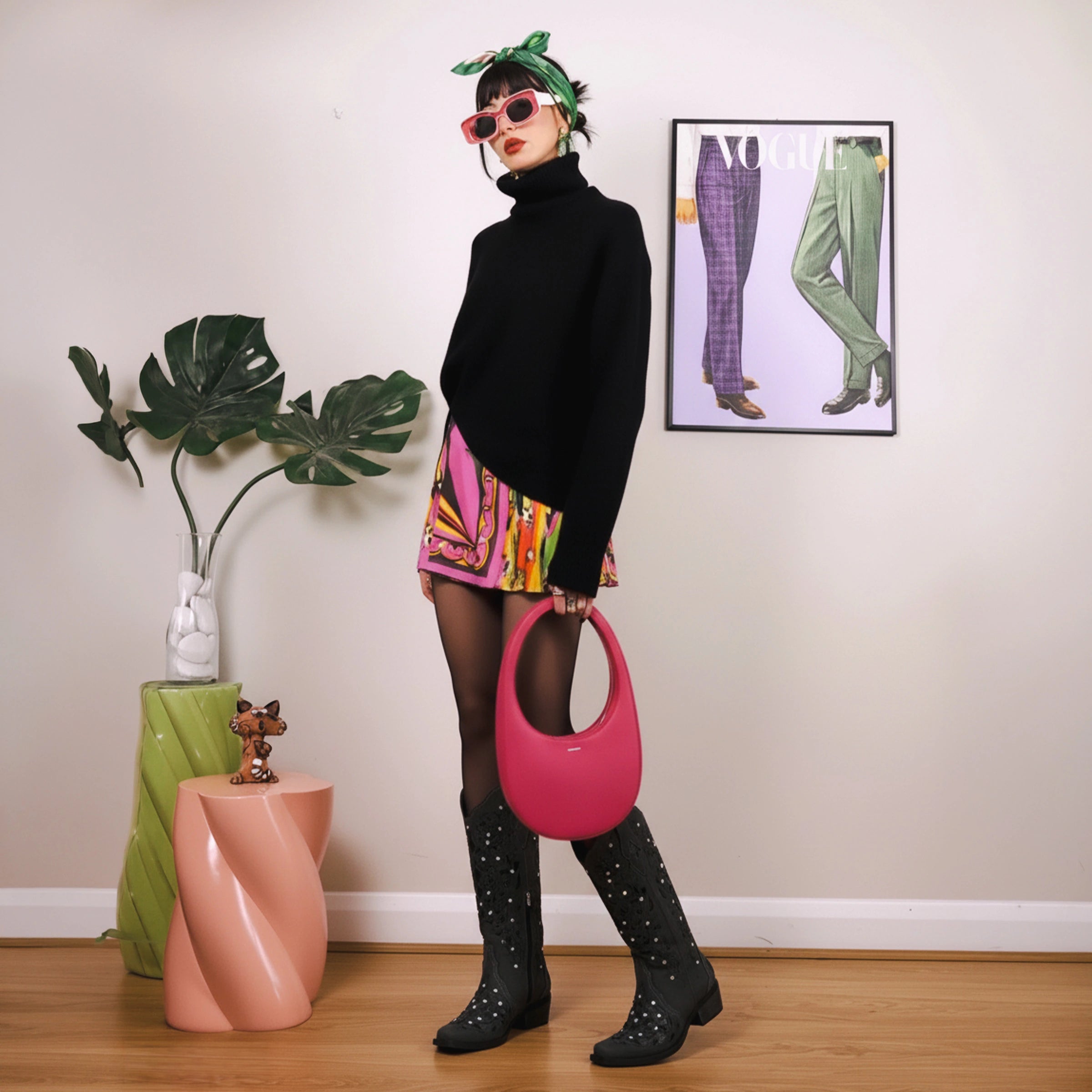 The Ballou - Charcoal Embroidered Cowgirl Boots with Rhinestone and Cutouts