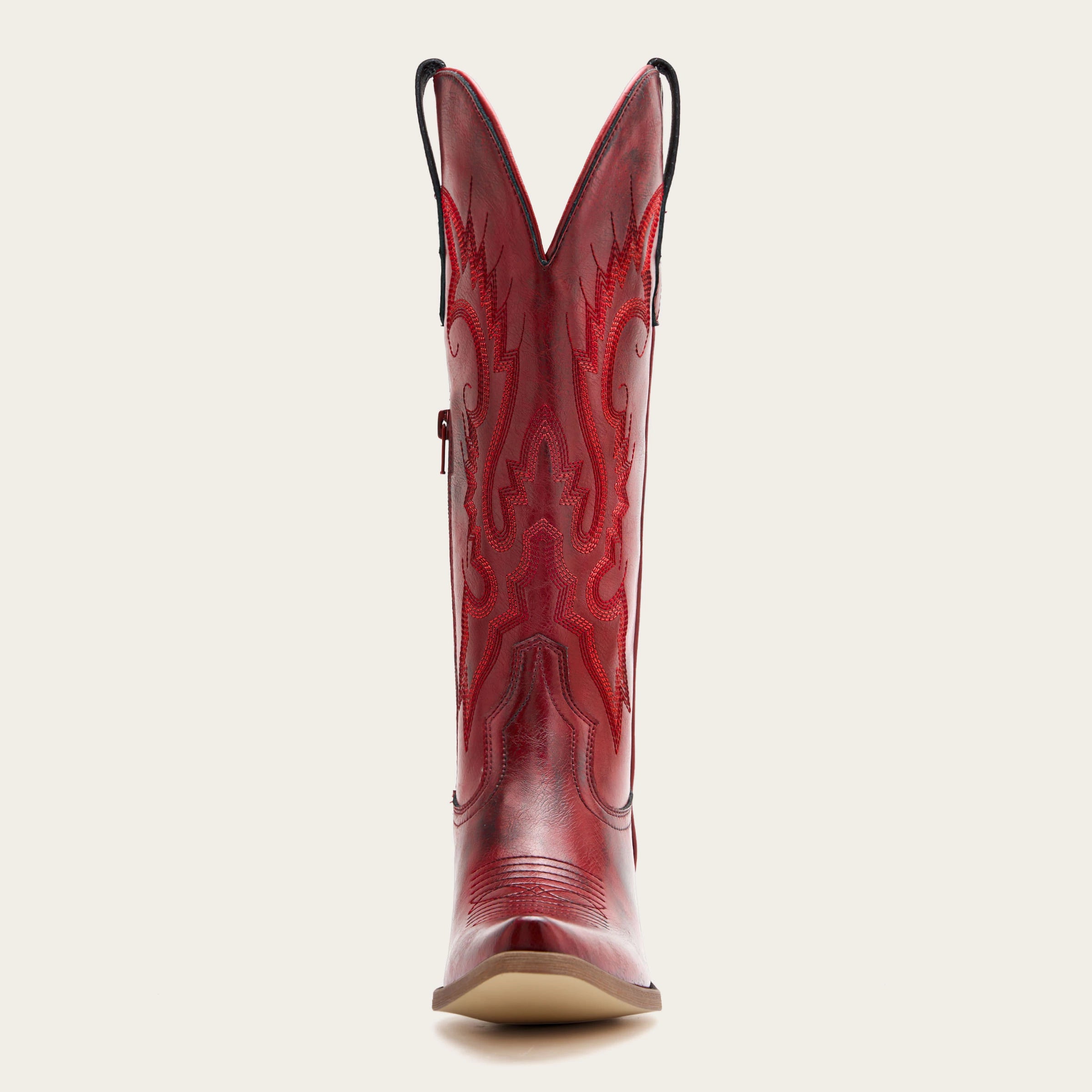 The Phoenix - Crimson Short Tall Cowboy Boots with Classic Western Embroidery