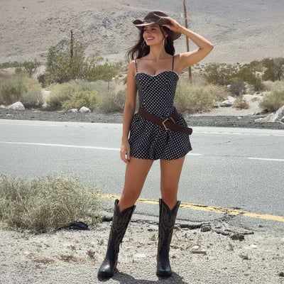 The Withersteen - Black Adjustable Wide Calf Snip Toe Tall Western Cowgirl Boots