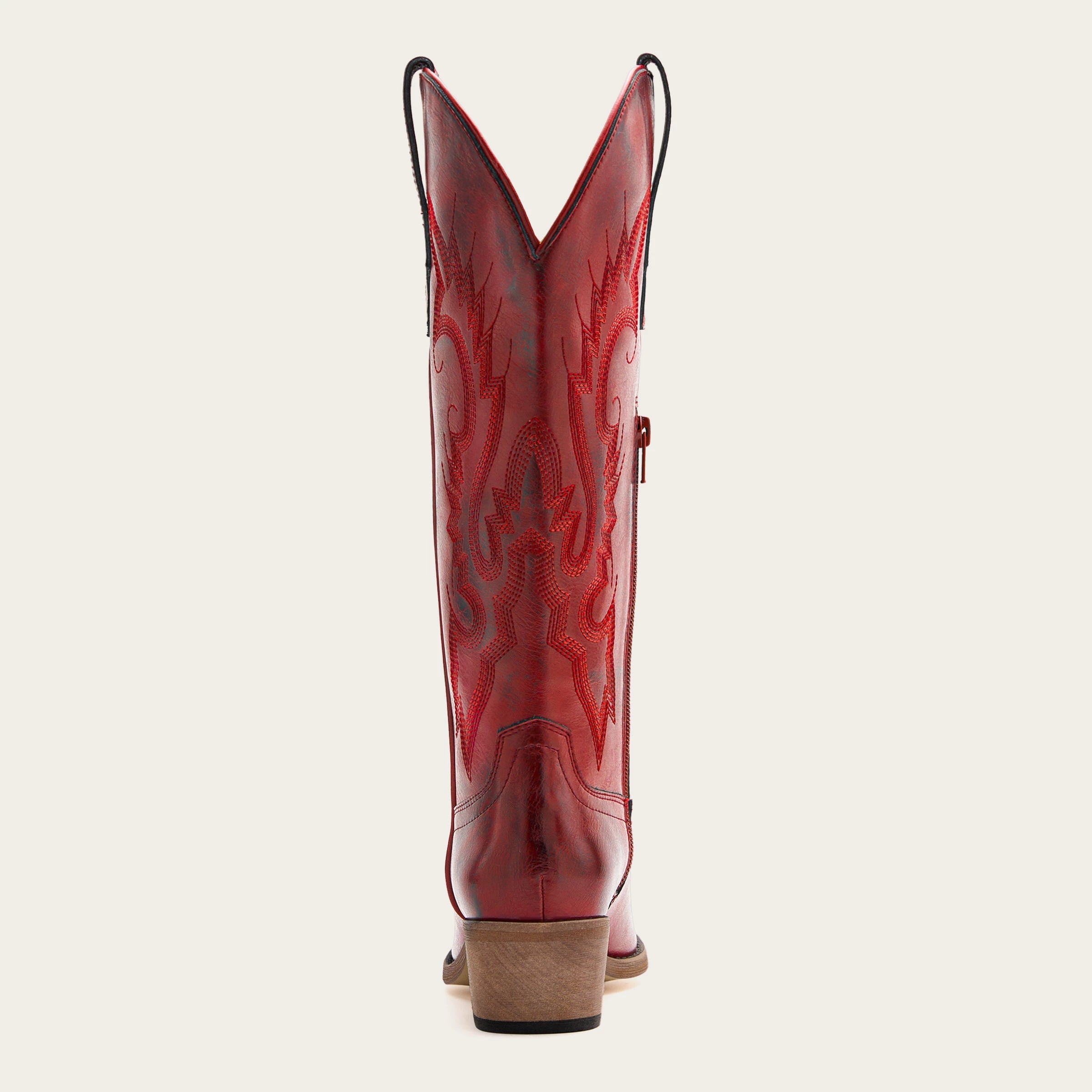 The Phoenix - Crimson Short Tall Cowboy Boots with Classic Western Embroidery