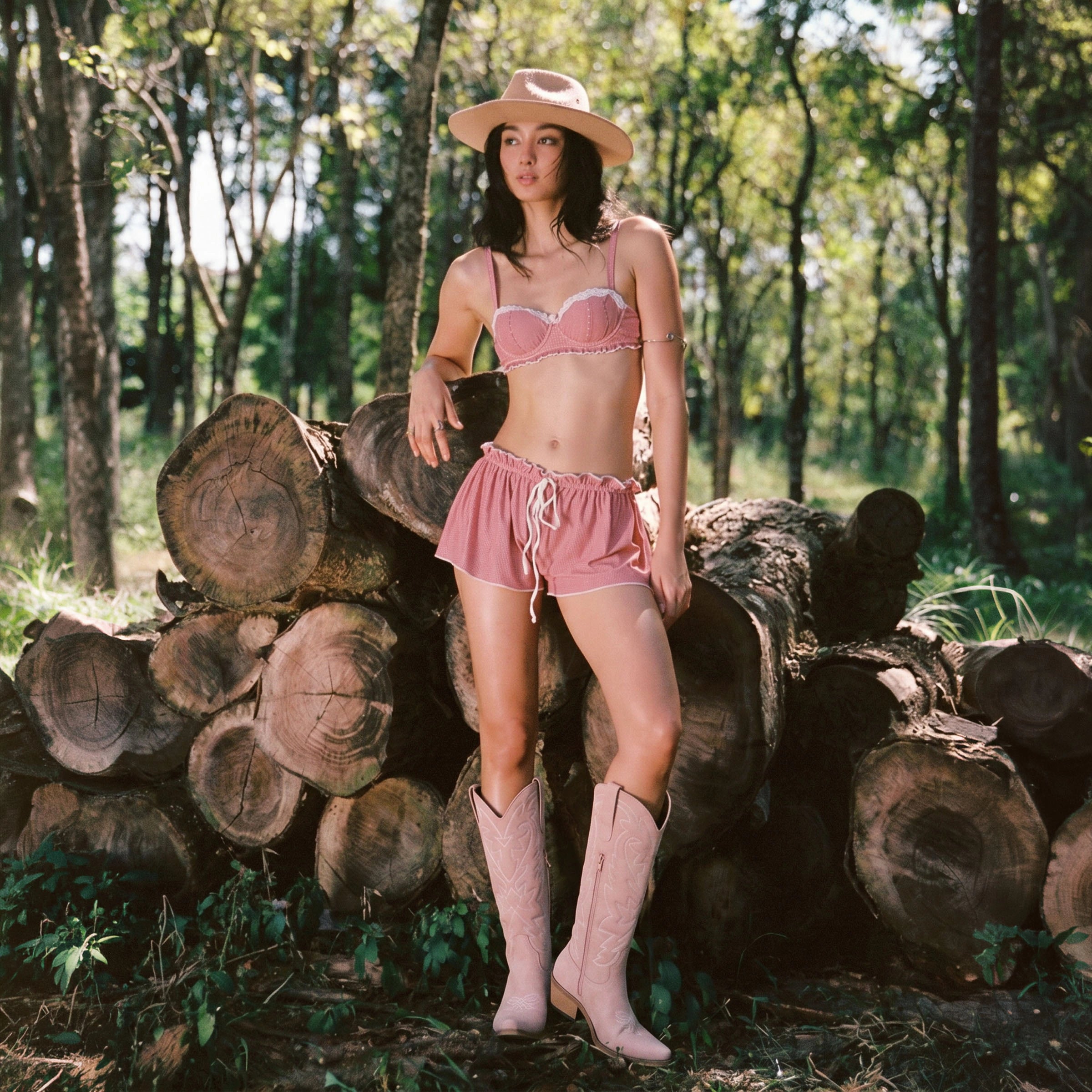 The Molly Wood – Pink Snip Toe Embroidered Cute Comfortable Tall Cowgirl Boots