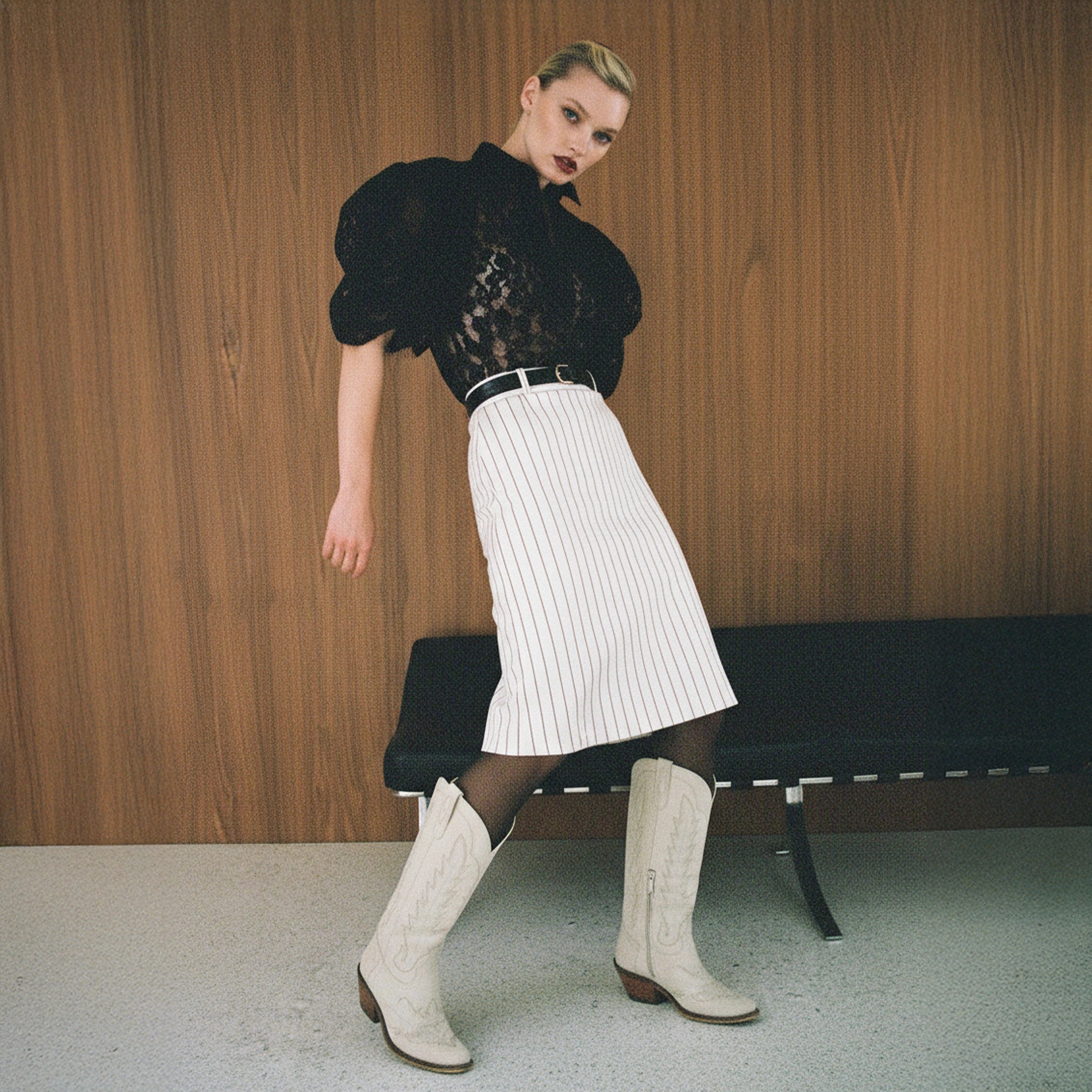 The Rosemary - Cream Classic Tall Cowgirl Boots with Embroidery