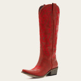 The Molly Wood – Red Embroidered Tall Cowgirl Boots