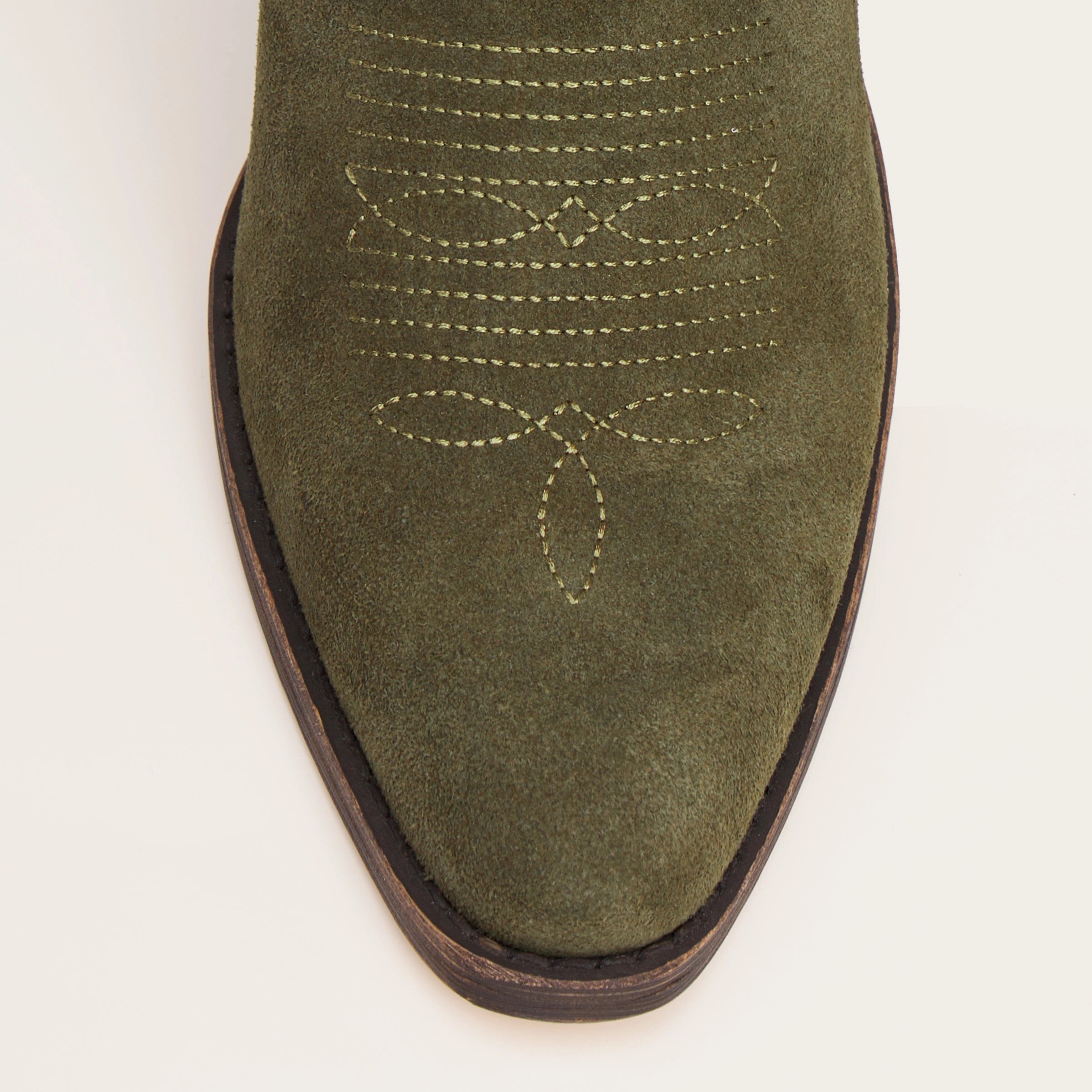 The Laurey - Olive Suede Embroidered Cowgirl Boots with Classic Western Flair