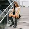 The Rosemary - Black Classic Tall Cowgirl Boots with Embroidery