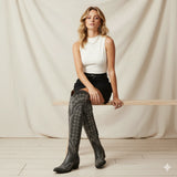 The Ross - Grey Over-the-Knee Cowgirl Boots with Back Tie & Embroidery