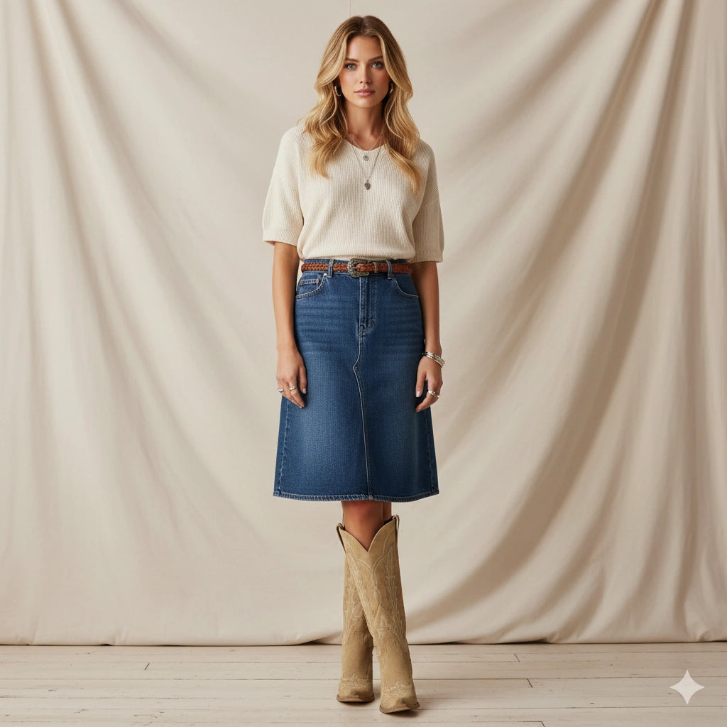 The Rosemary - Beige Suede Classic Tall Cowgirl Boots with Embroidery