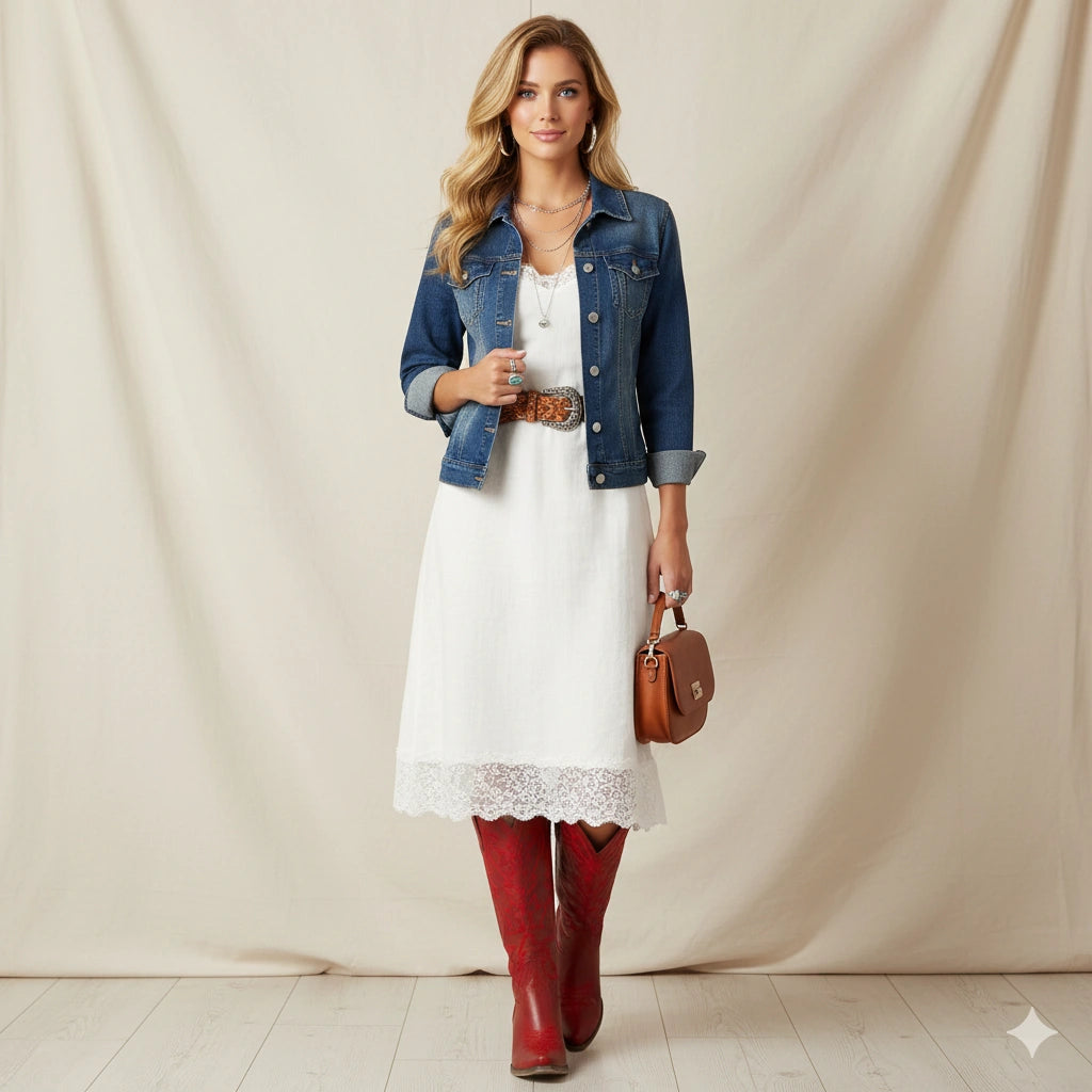 The Molly Wood – Red Snip Toe Embroidered Cute Comfortable Tall Cowgirl Boots