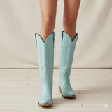 The Rosemary - Blue Classic Tall Cowgirl Boots with Embroidery