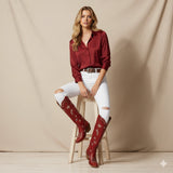 The Celestial – Fire Red Starry Western Boots