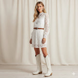 The Laurey - Ivory Embroidered Cowgirl Boots with Classic Western Flair