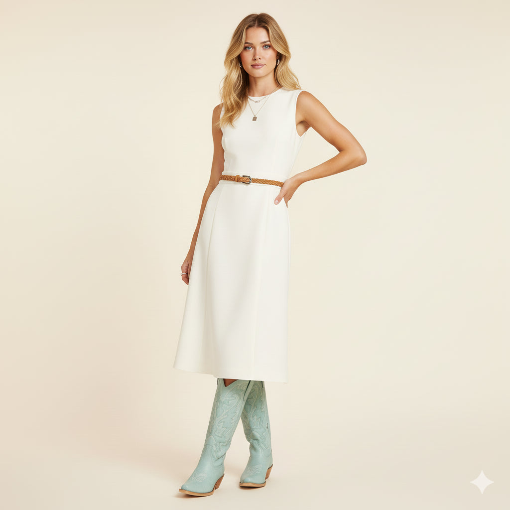 The Molly Wood – Blue Embroidered Tall Cowgirl Boots