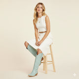The Molly Wood – Blue Embroidered Tall Cowgirl Boots