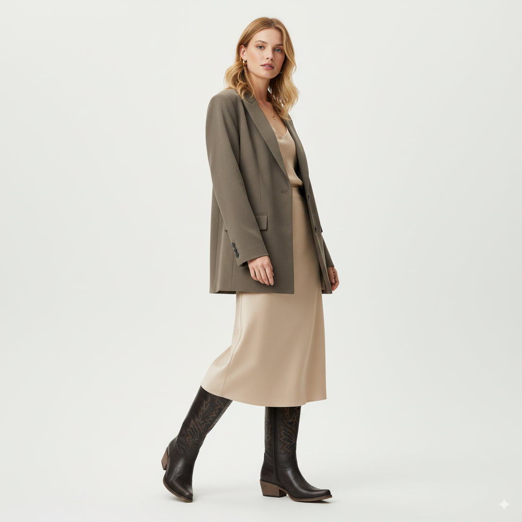 The Laurey - Espresso Embroidered Cowgirl Boots with Classic Western Flair