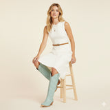 The Molly Wood – Blue Embroidered Tall Cowgirl Boots