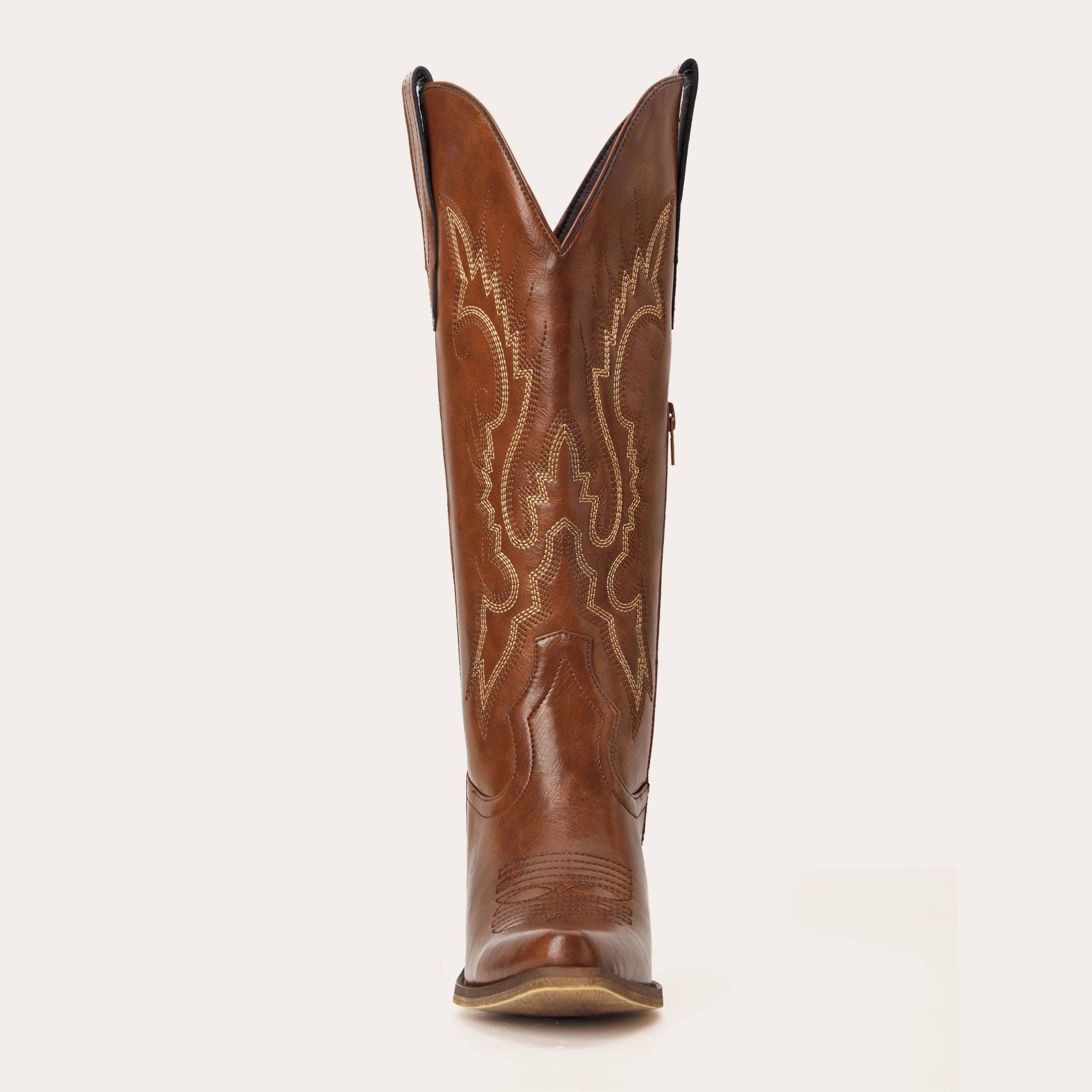 The Phoenix - Brown Short Tall Cowboy Boots with Classic Western Embroidery