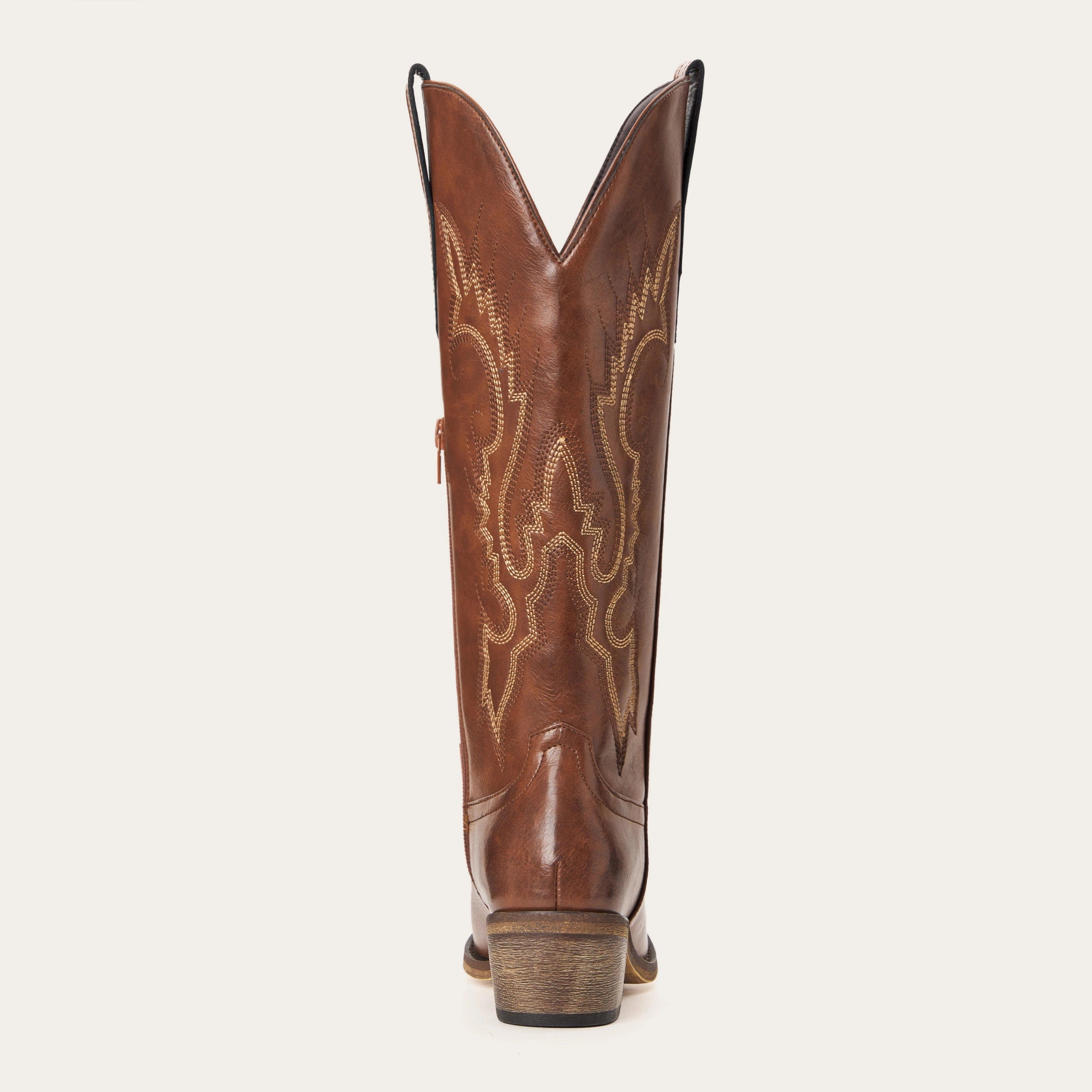 The Phoenix - Brown Short Tall Cowboy Boots with Classic Western Embroidery