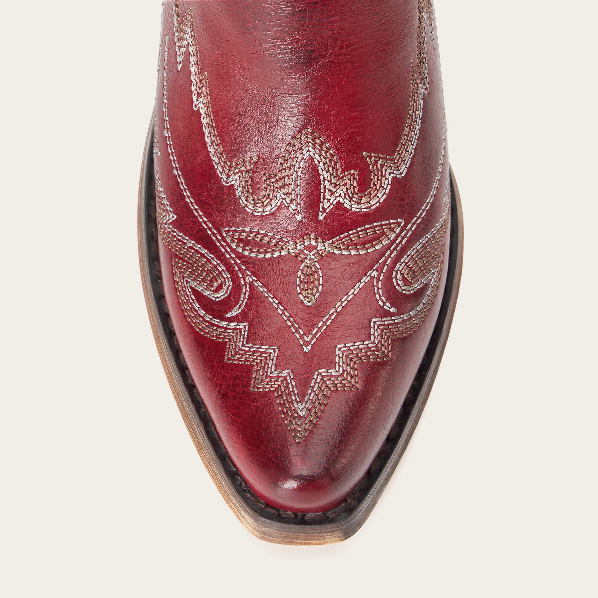 The Rosemary - Crimson Leather Classic Tall Cowgirl Boots with Embroidery