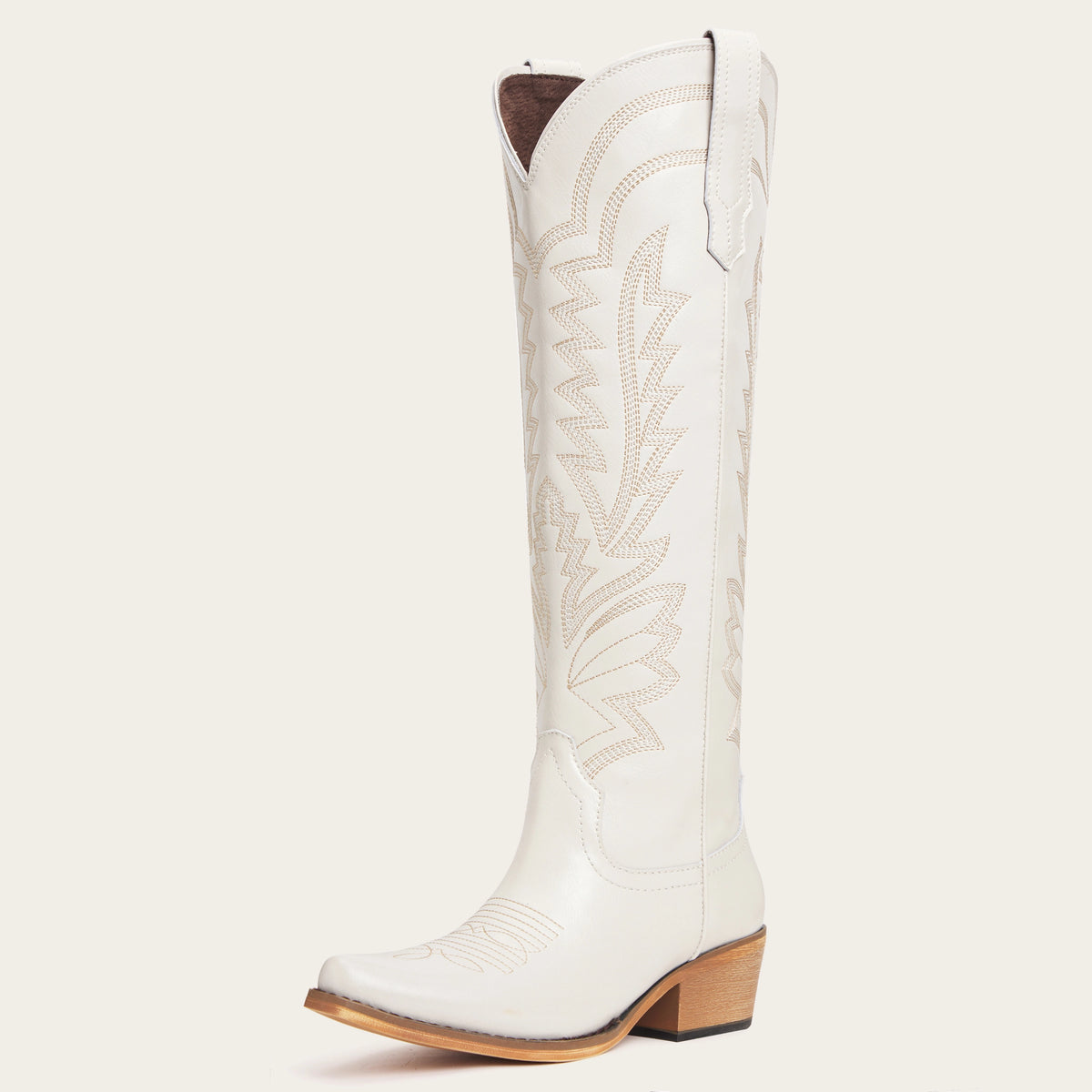 The Laurey - Ivory Embroidered Cowgirl Boots with Classic Western Flair