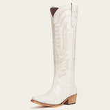 The Laurey - Ivory Embroidered Cowgirl Boots with Classic Western Flair