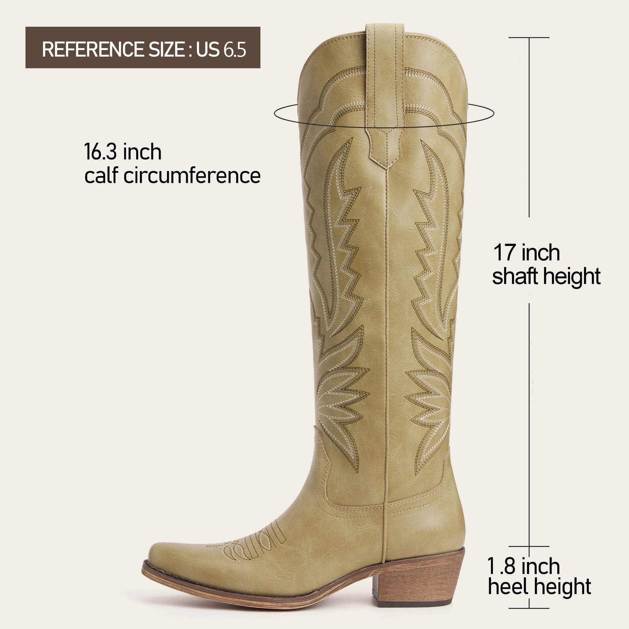 The Laurey - Sage Green Embroidered Snip Toe Cowgirl Boots with Side Zipper
