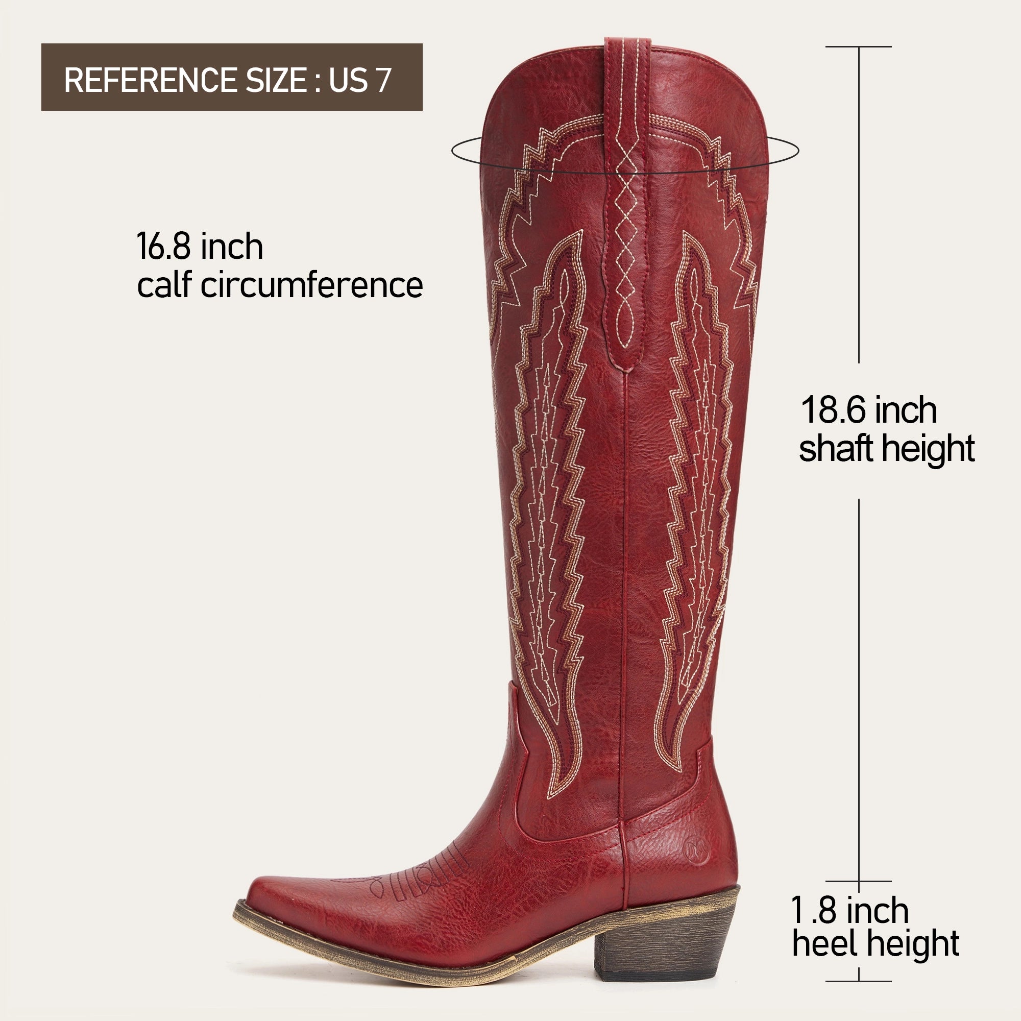 The Dakota – Red Wide Calf Lightning Stitch Tall Cowgirl Boots