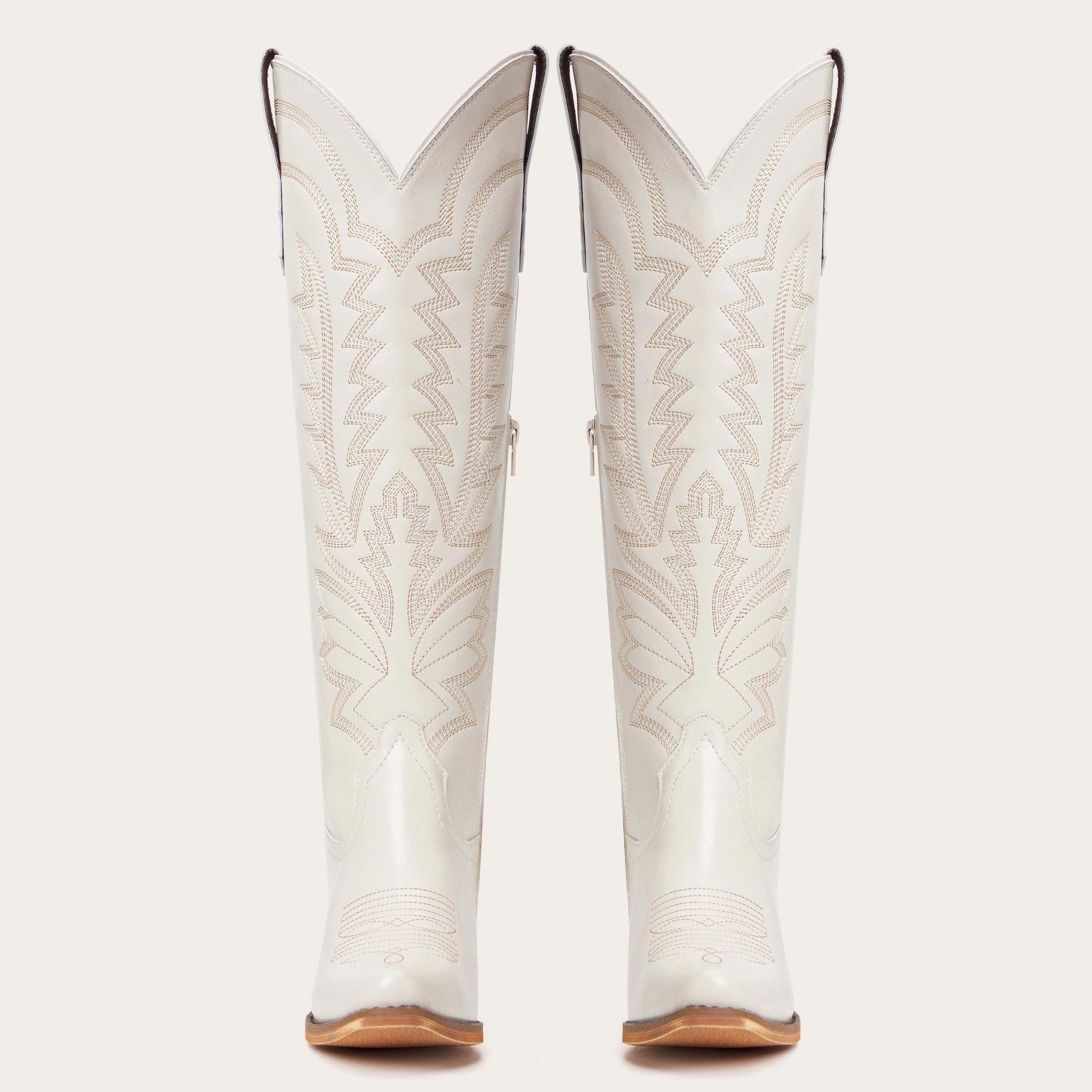 The Laurey - Ivory Embroidered Cowgirl Boots with Classic Western Flair